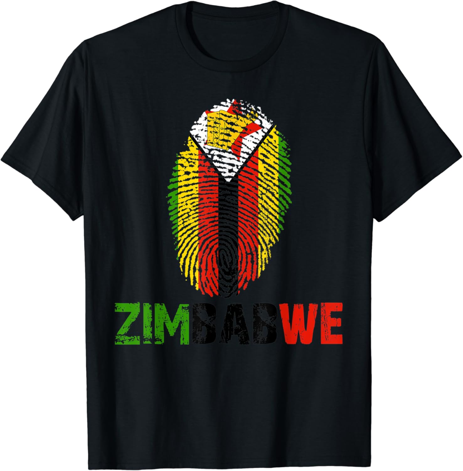 ZIMBABWE Finger Print Flag Tshirt I Love ZIMBABWE Travel Tee TShirt